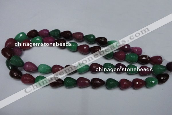 CCN2142 15.5 inches 12*16mm faceted teardrop candy jade beads