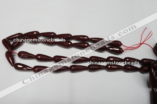 CCN2154 15.5 inches 10*25mm faceted teardrop candy jade beads