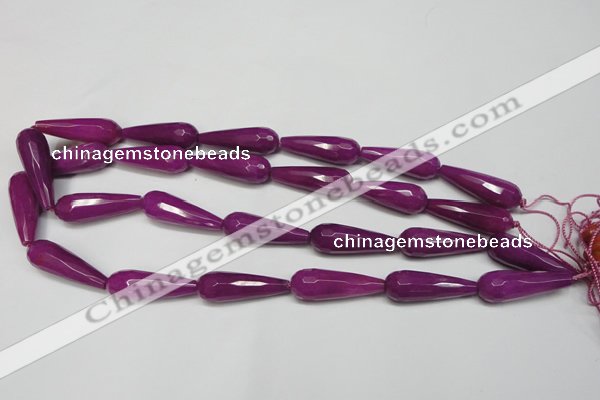 CCN2165 15.5 inches 10*30mm faceted teardrop candy jade beads