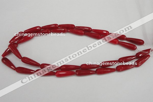 CCN2178 15.5 inches 8*25mm faceted teardrop candy jade beads