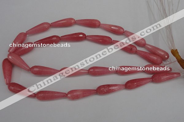 CCN2182 15.5 inches 10*30mm faceted teardrop candy jade beads