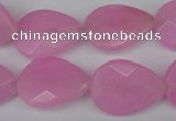 CCN2190 15.5 inches 15*20mm faceted flat teardrop candy jade beads