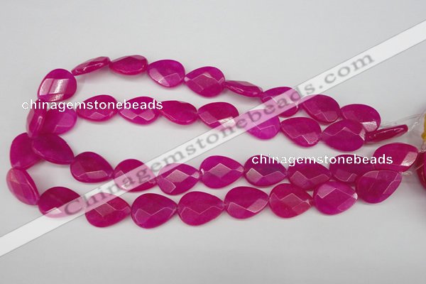 CCN2191 15.5 inches 15*20mm faceted flat teardrop candy jade beads