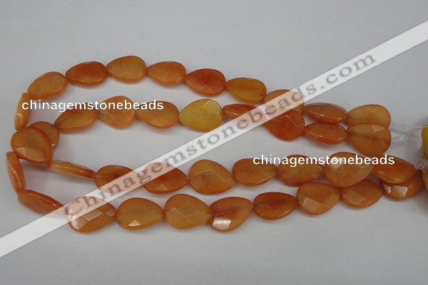 CCN2193 15.5 inches 15*20mm faceted flat teardrop candy jade beads