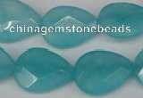 CCN2194 15.5 inches 15*20mm faceted flat teardrop candy jade beads