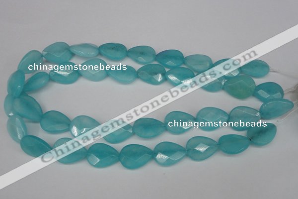 CCN2194 15.5 inches 15*20mm faceted flat teardrop candy jade beads