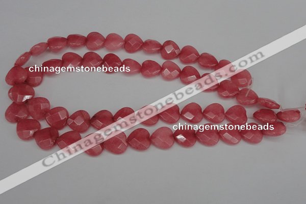 CCN2244 15.5 inches 15*15mm faceted heart candy jade beads wholesale