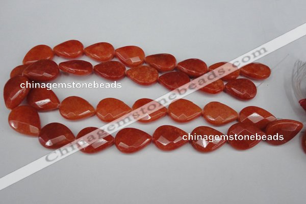 CCN2328 15.5 inches 18*25mm faceted flat teardrop candy jade beads