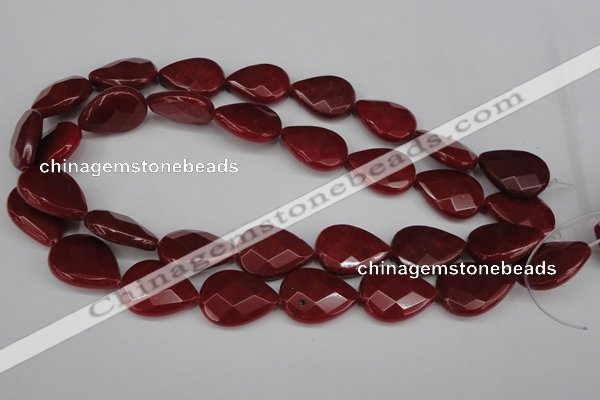 CCN2330 15.5 inches 18*25mm faceted flat teardrop candy jade beads