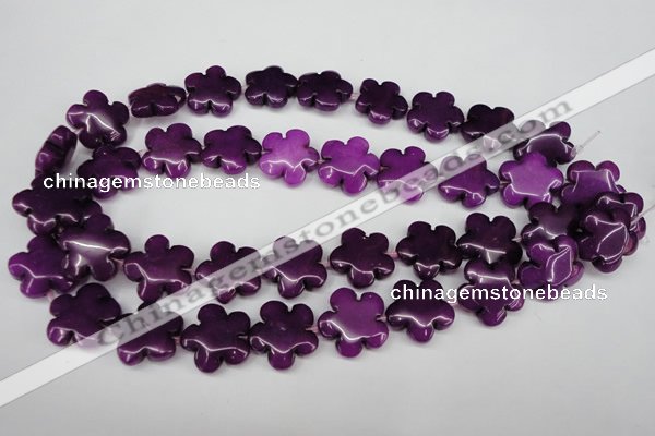 CCN2345 15.5 inches 20mm carved flower candy jade beads wholesale