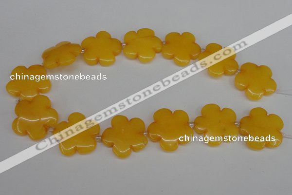 CCN2350 15.5 inches 30mm carved flower candy jade beads wholesale