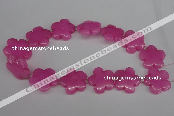 CCN2351 15.5 inches 30mm carved flower candy jade beads wholesale