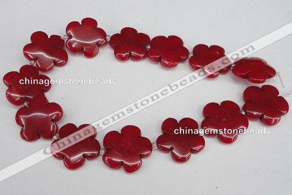 CCN2354 15.5 inches 30mm carved flower candy jade beads wholesale