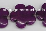 CCN2355 15.5 inches 30mm carved flower candy jade beads wholesale