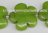 CCN2356 15.5 inches 30mm carved flower candy jade beads wholesale