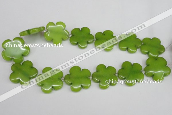 CCN2356 15.5 inches 30mm carved flower candy jade beads wholesale