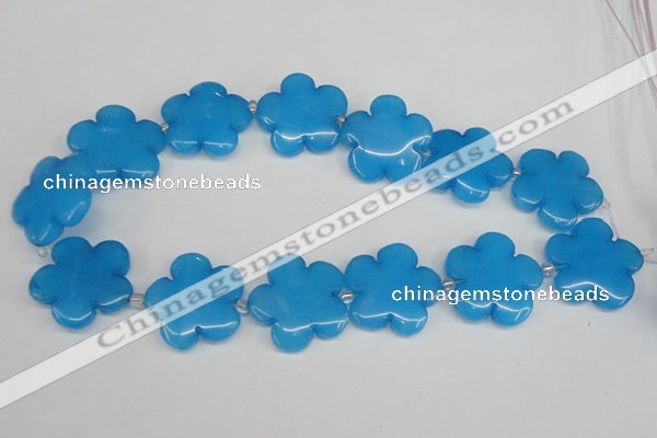 CCN2358 15.5 inches 30mm carved flower candy jade beads wholesale