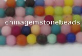 CCN2551 15.5 inches 4mm round mixed color matte candy jade beads