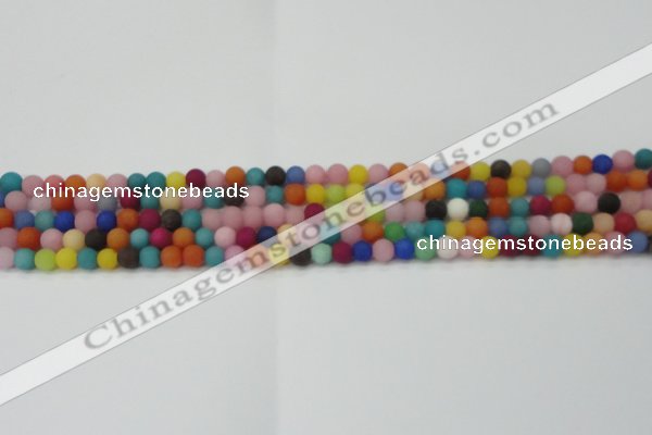 CCN2551 15.5 inches 4mm round mixed color matte candy jade beads