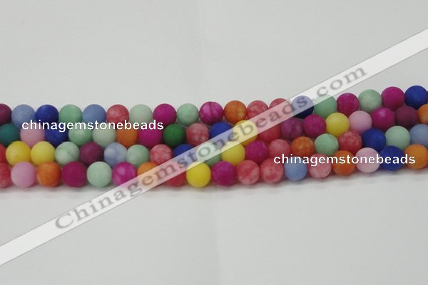 CCN2554 15.5 inches 10mm round mixed color matte candy jade beads