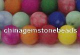 CCN2555 15.5 inches 12mm round mixed color matte candy jade beads