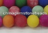 CCN2556 15.5 inches 14mm round mixed color matte candy jade beads