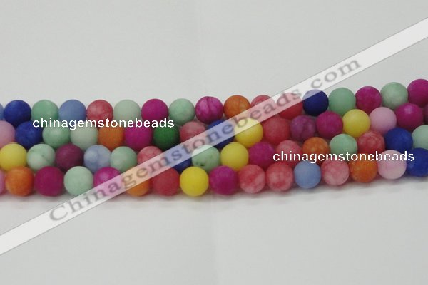 CCN2556 15.5 inches 14mm round mixed color matte candy jade beads