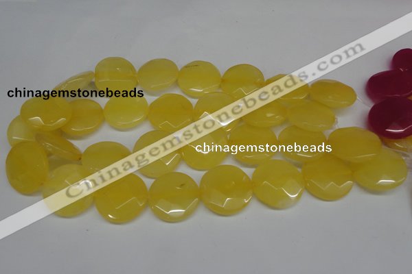 CCN260 15.5 inches 25mm faceted coin candy jade beads wholesale