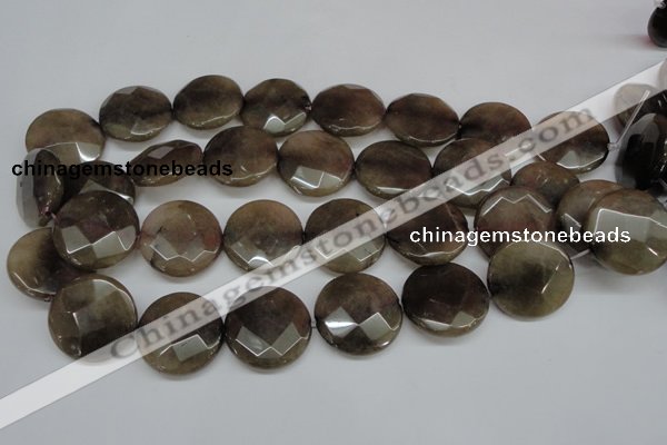 CCN261 15.5 inches 25mm faceted coin candy jade beads wholesale