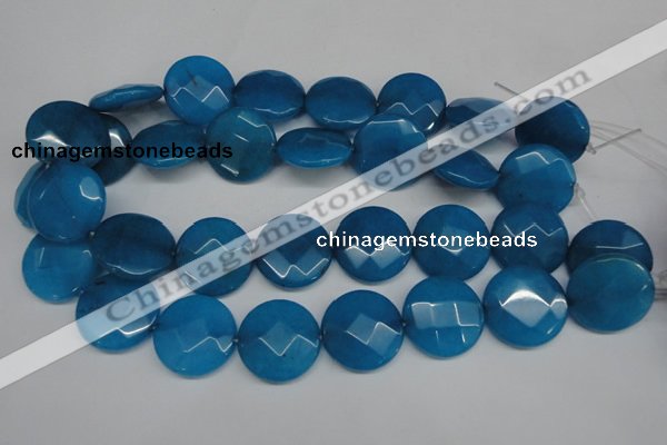 CCN265 15.5 inches 25mm faceted coin candy jade beads wholesale