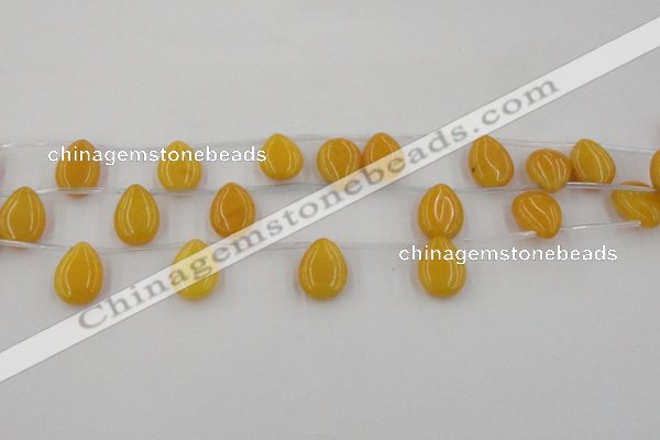 CCN2678 Top-drilled 13*18mm flat teardrop candy jade beads