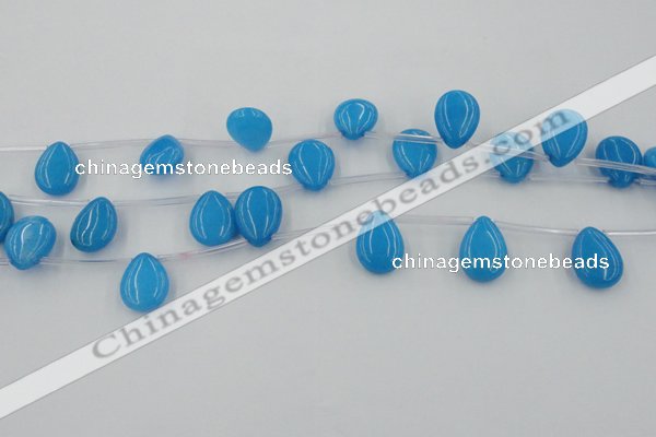 CCN2682 Top-drilled 13*18mm flat teardrop candy jade beads