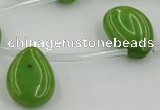 CCN2685 Top-drilled 13*18mm flat teardrop candy jade beads