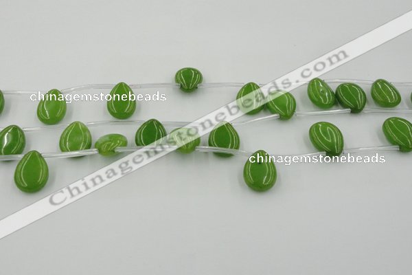 CCN2685 Top-drilled 13*18mm flat teardrop candy jade beads