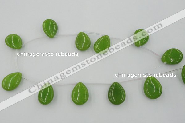 CCN2702 Top-drilled 18*25mm flat teardrop candy jade beads