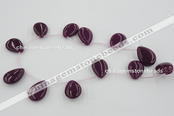 CCN2708 Top-drilled 18*25mm flat teardrop candy jade beads