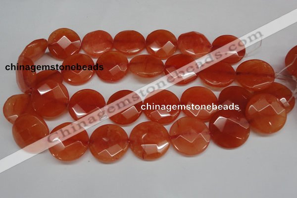 CCN271 15.5 inches 25mm faceted coin candy jade beads wholesale