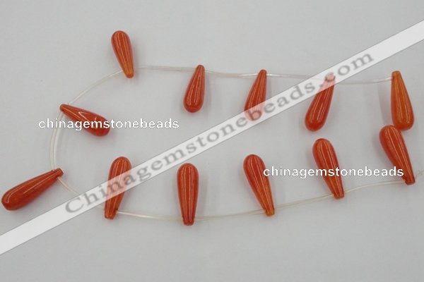 CCN2733 Top-drilled 10*30mm teardrop candy jade beads wholesale