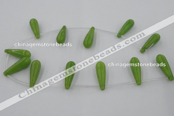 CCN2736 Top-drilled 10*30mm teardrop candy jade beads wholesale