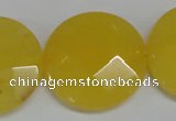 CCN280 15.5 inches 30mm faceted coin candy jade beads wholesale