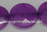 CCN285 15.5 inches 30mm faceted coin candy jade beads wholesale