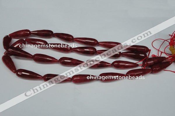 CCN2884 15.5 inches 10*30mm faceted teardrop candy jade beads