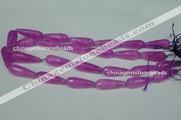 CCN2885 15.5 inches 10*30mm faceted teardrop candy jade beads