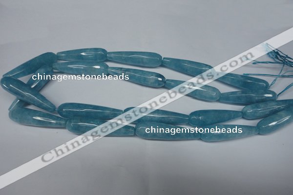 CCN2893 15.5 inches 10*40mm faceted teardrop candy jade beads