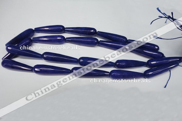 CCN2896 15.5 inches 10*40mm faceted teardrop candy jade beads