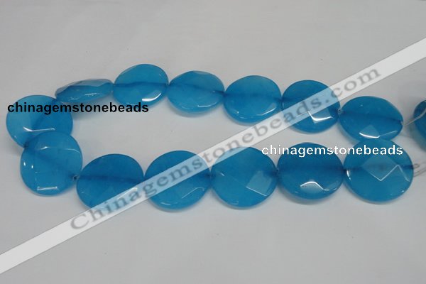 CCN290 15.5 inches 30mm faceted coin candy jade beads wholesale