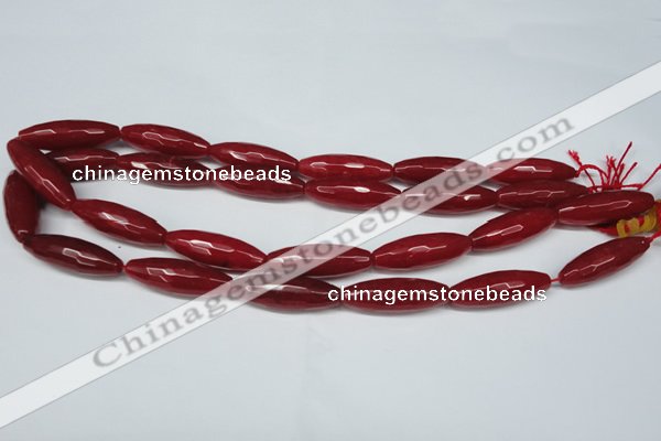 CCN2912 15.5 inches 10*30mm faceted rice candy jade beads