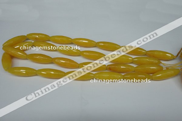 CCN2913 15.5 inches 10*30mm faceted rice candy jade beads