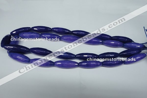 CCN2914 15.5 inches 10*30mm faceted rice candy jade beads