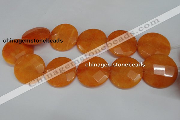 CCN302 15.5 inches 35mm faceted coin candy jade beads wholesale